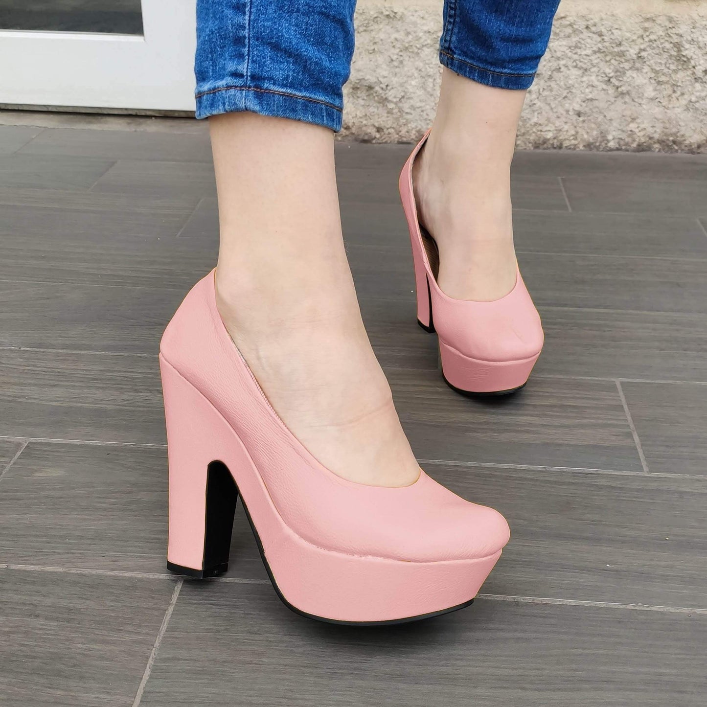 Zapato Totalmente Cerrado Estilo Formal Para Oficinas Rosado / 35 Normal Zapatos Altos