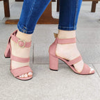 Lindas Sandalias De Gamuza Con Tres Fajas Rosado / 35 Normal Zapatos Medianos