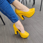 Zapato Totalmente Cerrado Estilo Formal Para Oficinas Amarillo / 35 Normal Zapatos Altos